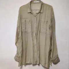 AMERICANHOLIC　ベージュ　 シアー長袖シャツ ポケット付きのサムネイル