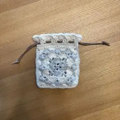 【お値下げ中】巾着袋 ポーチ かぎ針編み ハンドメイド
