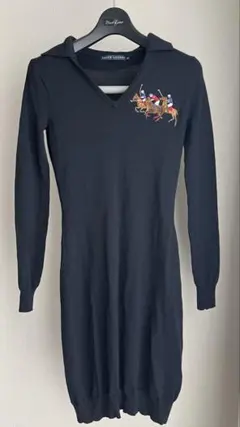 【美品】ラルフローレン ニットワンピース Mネイビー