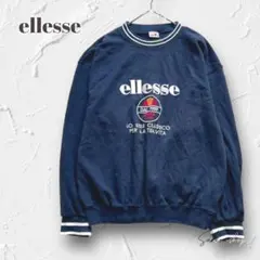 Y6010＊エレッセ 刺繍ロゴスウェット ハイネック風 レトロ感 古着ライク
