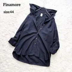 大きいサイズ44✨Finamore スター柄長袖シャツ 金ボタン イタリア製 紺のサムネイル