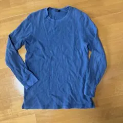 ユニクロ　UNIQLO 青 ワッフル生地 長袖カットソー