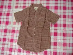 FELISSIMO　HARAPPA　120ｃｍ新品半袖シャツ　ワイン色×ベージュ