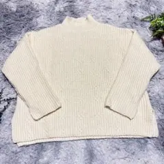 【earth music＆ecology】アイボリー ハイネックリブセーター