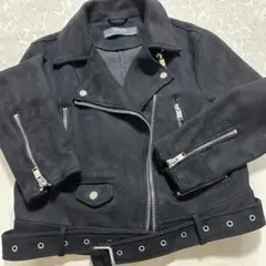 ブラック スエード ライダースジャケット