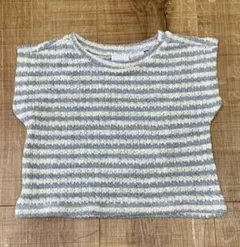 ZARA ボーダー半袖ニットTシャツ　クロップド　12-18ヶ月86cm