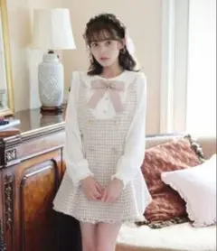 ꒰ LIZLISA ꒱ ツイードセットアップ ピンク