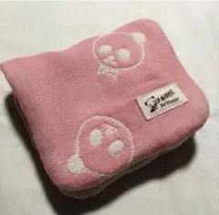 カオパンダ☆ピンク☆12重ガーゼ☆大きめハーフハンカチ