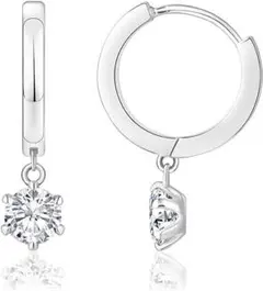 フープピアス レディース シルバーピアス 一粒ジルコニア 幅15mm リング