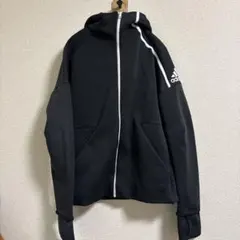 adidas フルジップ フード付きジャージ M ブラック