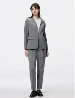 GU ノーカラージャケット　テーパードパンツ　セットアップ