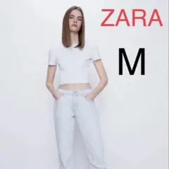 ZARA クロップドＴシャツ Ｍ　ホワイトTシャツ