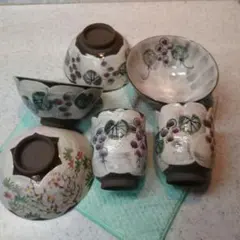 清水焼　景春窯　葡萄　茶碗×4　湯呑み×2 清水焼 景春窯 葡萄 茶碗×4 湯呑み×2 - メルカリ