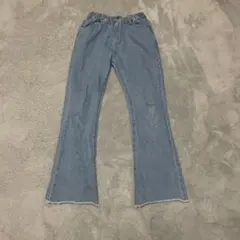 ライトブルー フレアパンツ ゴムウエスト