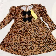 【新品】ヒョウ柄長袖ワンピース 92cm