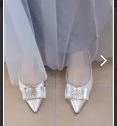 RANDA モノグラムパーツリボンフラットパンプス　23cm