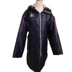 大人気　ミズノ　ダベンチコート　F　ネイビー　フード付き　ロゴ入B548り