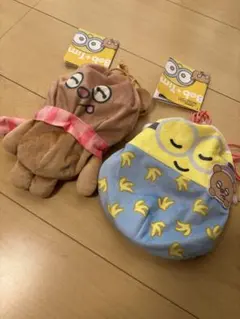 ミニオン／ぬいぐるみ巾着セット　ボブ&ティム／新品タグ付き