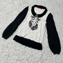 【c6515】ANNA SUI カットソー　長袖　白　黒