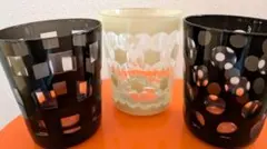 幾何学模様のガラス製グラス3点セット