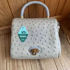オーストリッチレザー ハンドバッグ グレー