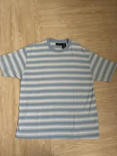 puritan ボーダー Tシャツ ライトブルー L