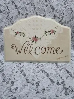 ウェルカムプレート レースとバラ