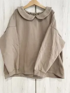 PAIR MANON ベージュ 丸襟スウェットトレーナー　⭐︎裏起毛