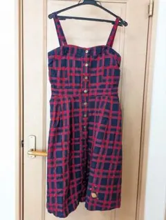 earth music&ecology チェック柄ビスチェワンピース M