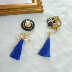 【2way】トラのアシンメトリーピアス/イヤリング【現品限り】