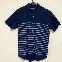 HK WORKS LONDON 半袖シャツ ネイビー ストライプのサムネイル