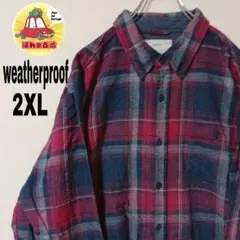 USA古着 weatherproof ネルシャツ　2XL ネイビーレッドオンブレのサムネイル