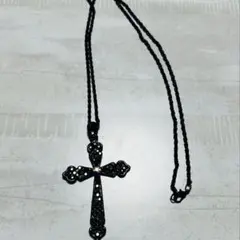 y2k クロスネックレス（ブラック・ラインストーン）