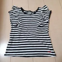 エックスガールファーストステージ　フリル袖ストライプTシャツ　110センチ　5Tのサムネイル