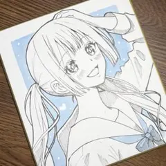 オリジナル 手描きイラスト アナログ 小色紙 可愛い女の子 OLちゃん