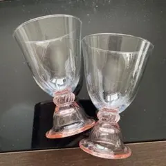ガラス製エレガントペアグラス　2個セット　桜色 ピンク コップ