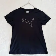 【美品】PUMA プーマ Tシャツ M ブラック 黒 ビッグロゴ スポーツウェア