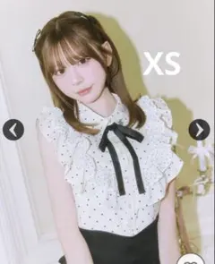 ミシェルマカロン ドットフリルブラウス フリーサイズ - メルカリ