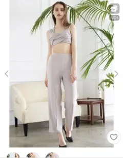 TWIST TOP ＆ WIDE PANTS SET IRAL グレージュ