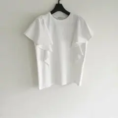 ビューティーアンドユース　ポンチ ラッフルスリーブカットソー　ホワイト　FREE