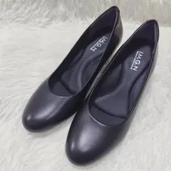 【美品】洋服の青山 I.M.G.Nラウンドトゥパンプスレザーブラック24.5cm