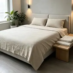 【新品】大麻100% ヘンプ フラットシーツ 150×200 しわ加工 生成り