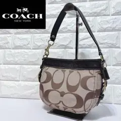 COACH シグネチャー ホーボー レザー キャンバス ワンショルダーバッグ