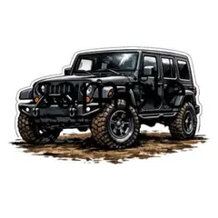 ジープJKラングラー ハンドルステッカー JeepWranglerグッズ 黒 - メルカリ