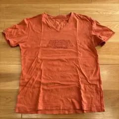 オレンジ Vネック Tシャツ XXL