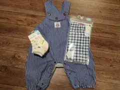 【未使用】 ベビー オーバーオール レギンス 7分丈 靴下 セット 80cm