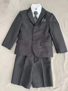 キャサリンコテージ　男の子フォーマルスーツ　5点セット110 黒 ストライプ