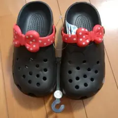 リボン付き黒サンダル　子ども用　18cm〜19cm