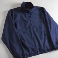 ラルフローレン　ポリエステル素材　プルオーバー　ハーフジップ　ネイビー　美品