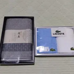 日本製　泉州タオルフェイスタオルとLACOSTEタオルハンカチ2枚